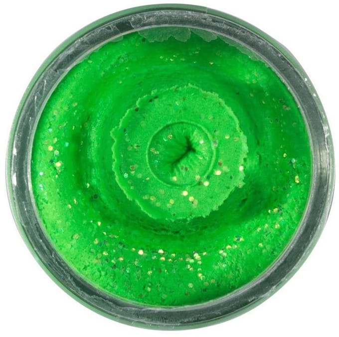 Berkley PowerBait Natural Glitter Trout Dough | 50g Garlic Spring Green Glitter