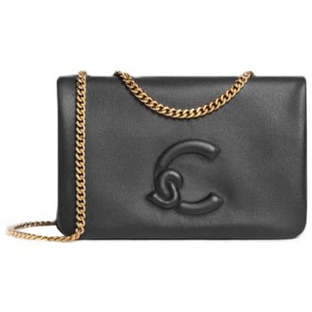 COCCINELLE Leren schoudertas avondtas Dulse Mini Bag Smooth Leather Noir zwart