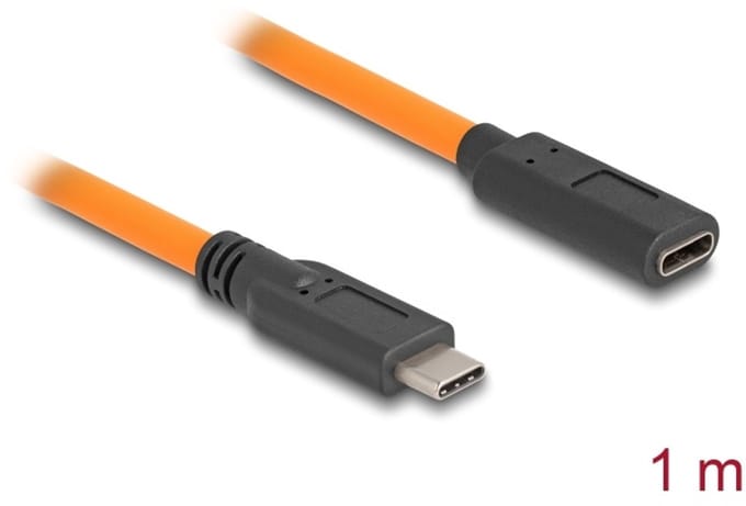 Delock USB 5 Gbps Cable USB Type-C™ male to USB Type-C™ female for tethered shooting 1 m orange