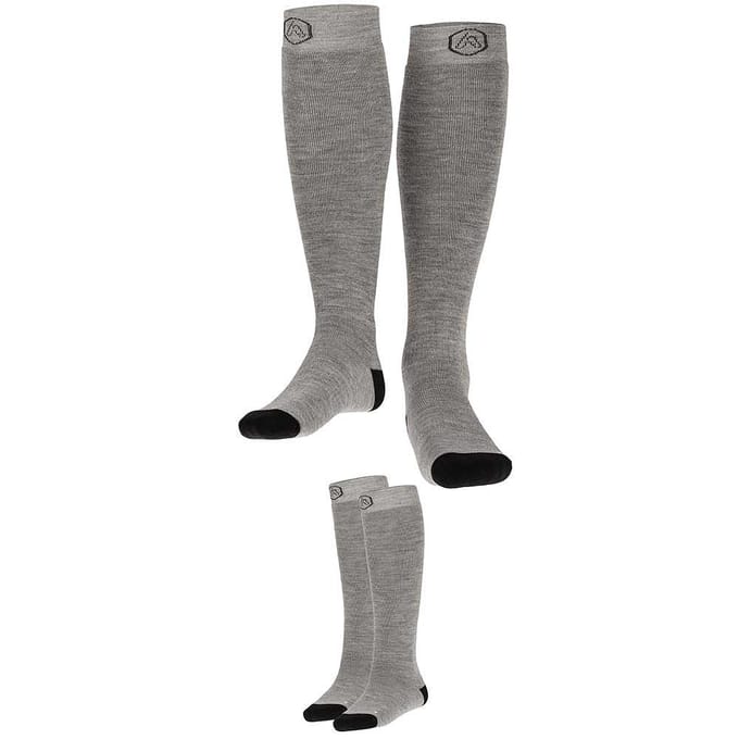 Apollo (Sports) - Skisokken kind - Plain - Unisex - Grijs - 23/26 - 2-Pack