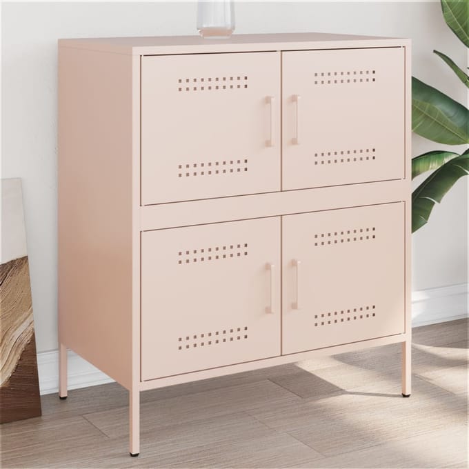 vidaXL - Dressoir - 68x39x79 - cm - staal - roze