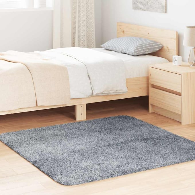 vidaXL - Hoogpolig - vloerkleed - NAVARRA - 120x120 - cm - polyester - lichtgrijs