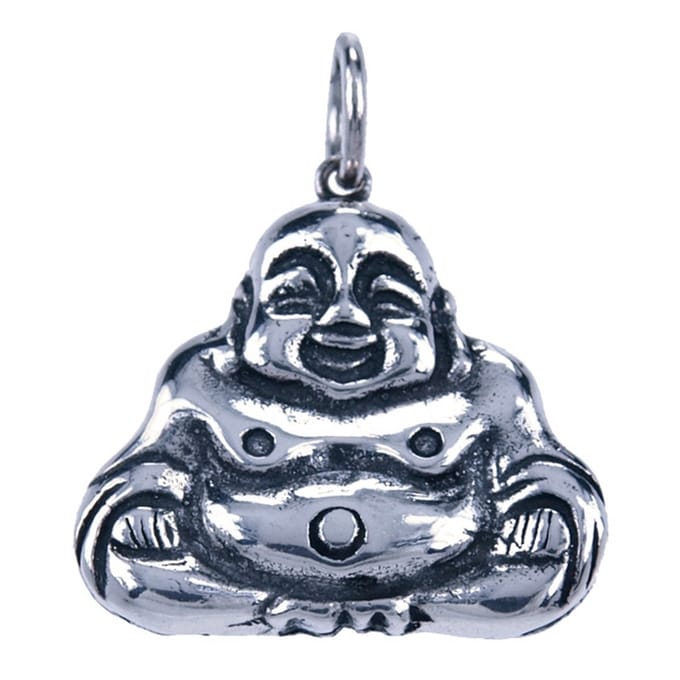 Zilveren Hotei ketting hanger - zittend
