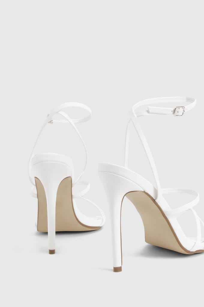 boohoo Dames Stilettohakken met bandjes | White | Maat: 8