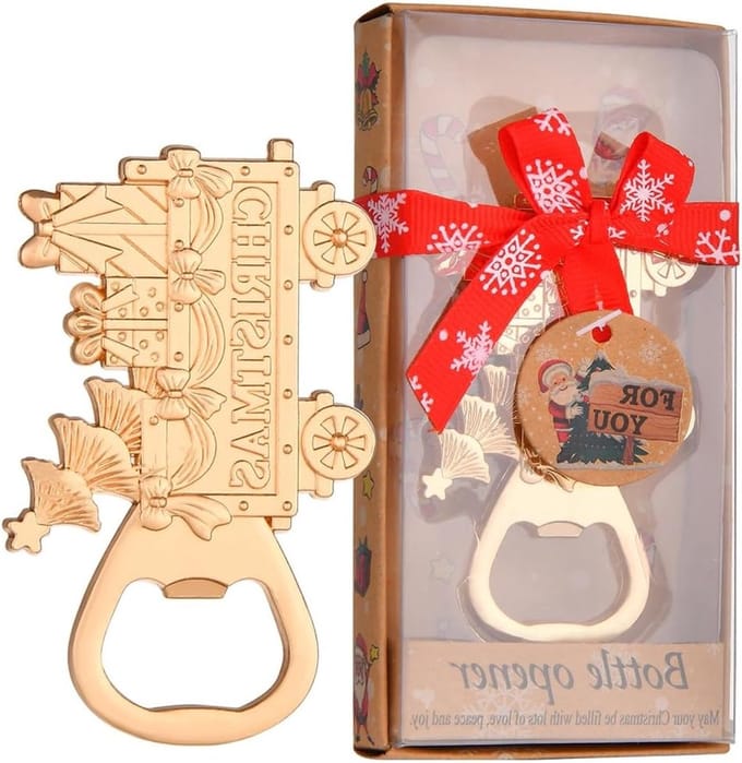 Luxe Flesopener met Kerstpatroon, Grappig Ontwerp voor Kerstcadeaus, Bruiloften en Feestjes