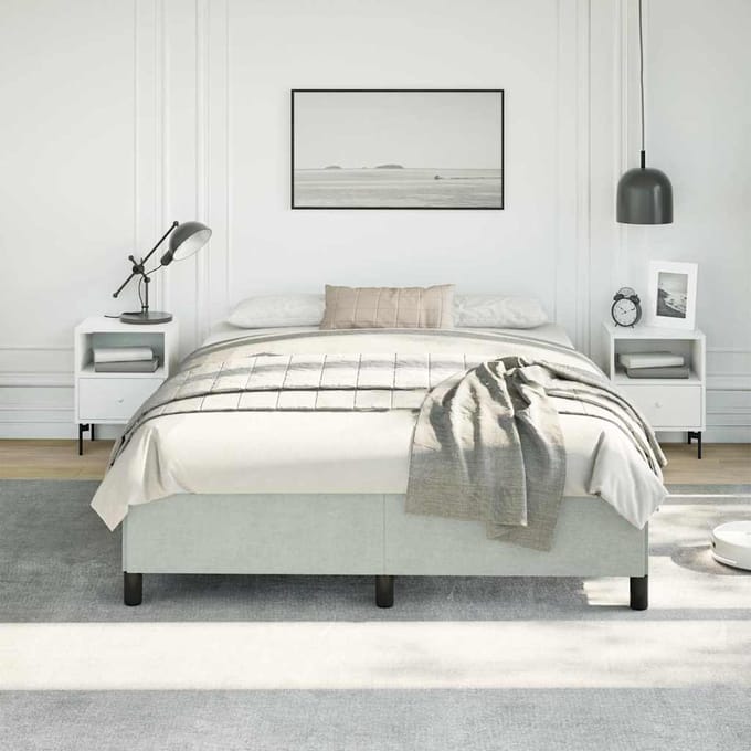 vidaXL - Bedframe - zonder - matras - lichtgrijs - 137x190 - cm - volledig - fluweel