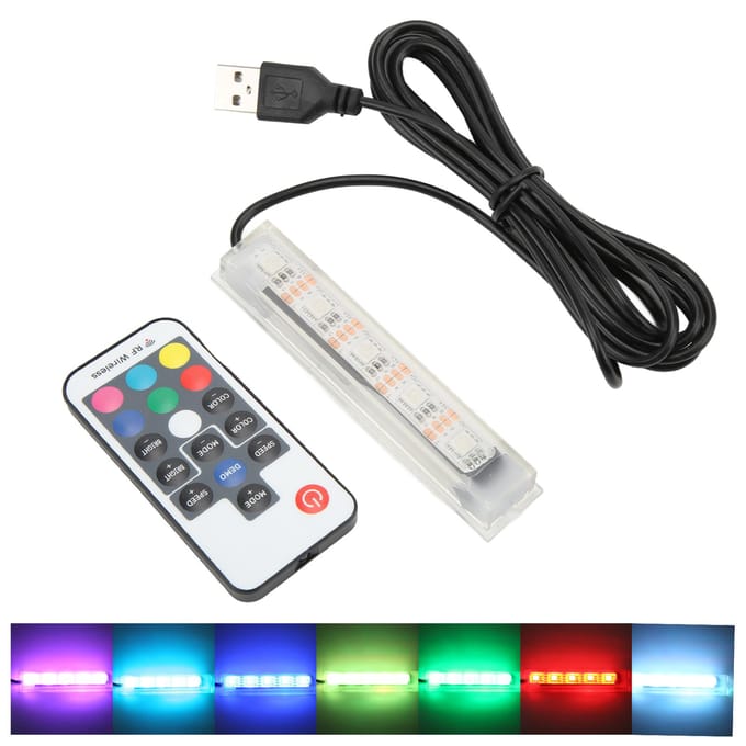 Micro Aquarium Lamp USB Voeding Afstandsbediening Kleurrijke Vissenkom LED Lamp voor Landschap Zwarte Draad black