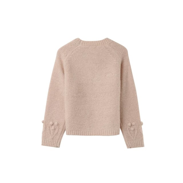Beige gebreide wolmix trui met versieringen Naurine - Grace & Mila