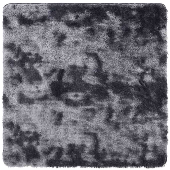 vidaXL - Hoogpolig - vloerkleed - NAVARRA - 120x120 - cm - polyester - donkergrijs
