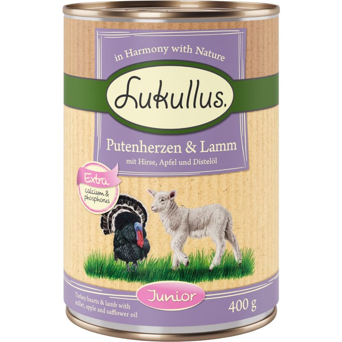 24x400g Junior Kalkoenhart & Lam Lukullus Hondenvoer