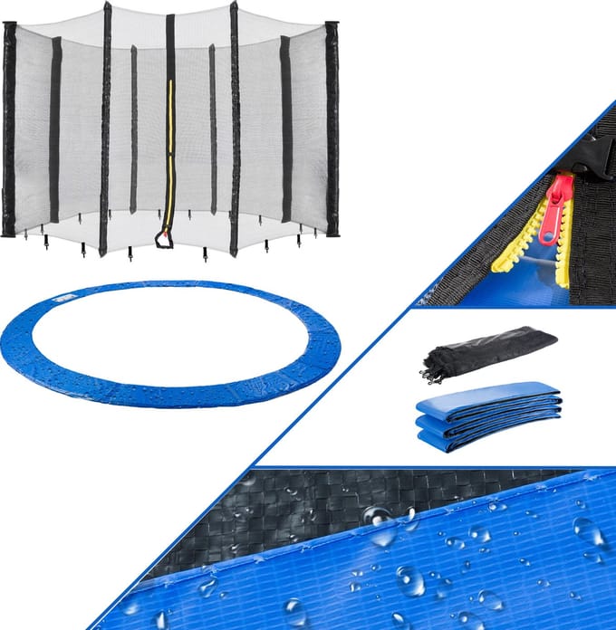 AREBOS Trampoline Veiligheidsnet + Randafdekking Randbescherming 430cm 8 Stokken