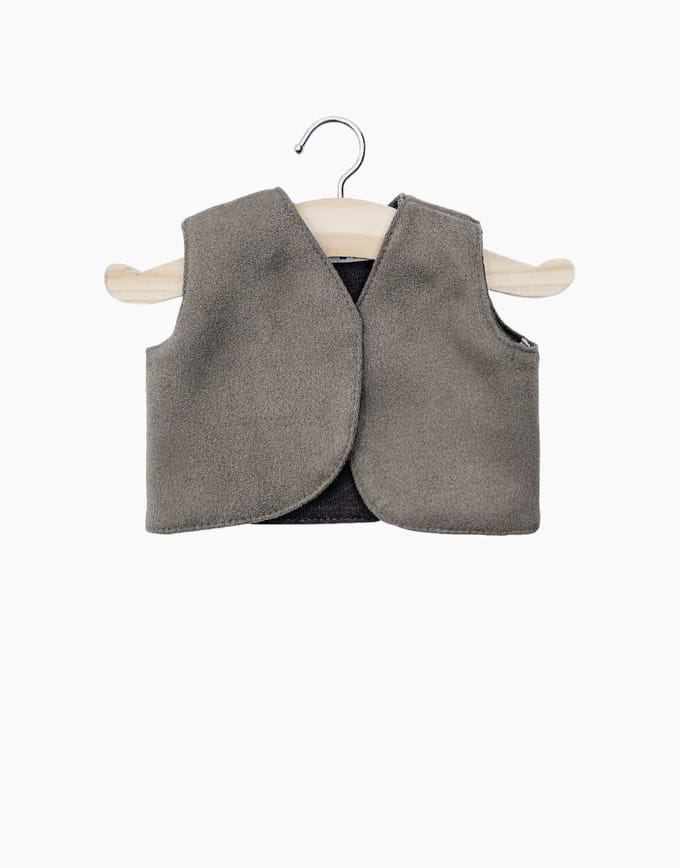 Minikane Poppenkleding Grijs Suede Gilet 34 cm