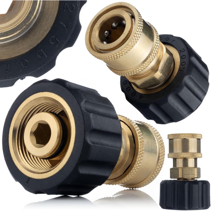 Rosfix Adapter Vervanging M22 - Messing Adapter voor 1/4" Snelkoppeling - 200 Bar 40 L/min 90°C - Geschikt voor Kärcher