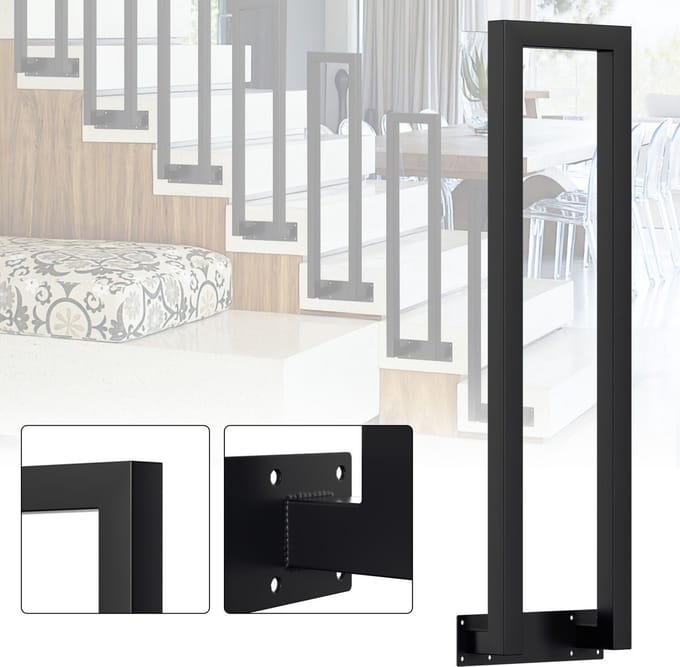 Zijdelingse montage Leuning 100cm Ijzer Leuning Buiten & Binnen Trap Leuning Trap Balkon Balustrade Zwart