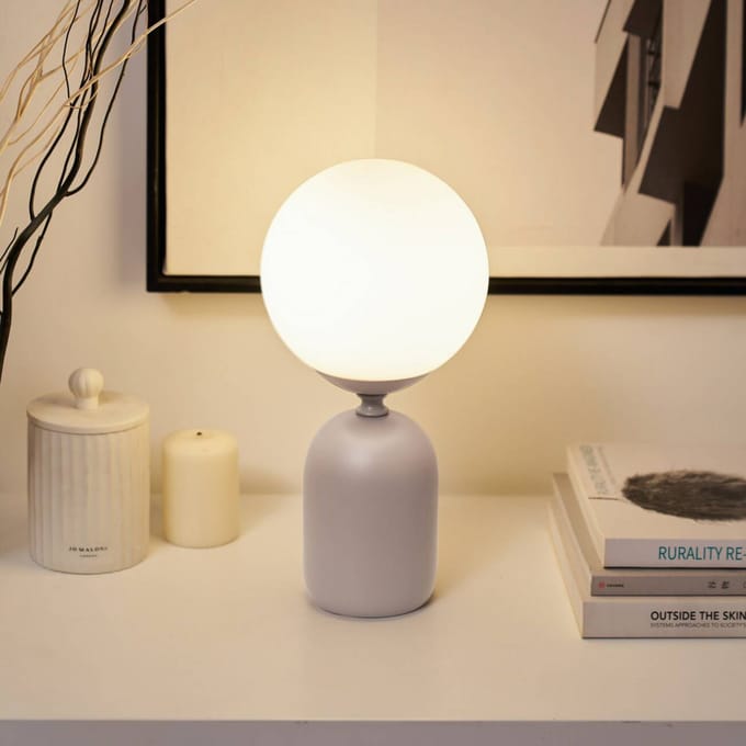 Pauleen LED Tafellamp Glowing Charm - E14 - Max. 20W - Woonkamer, Slaapkamer & Eetkamer - Warmgrijs/Wit