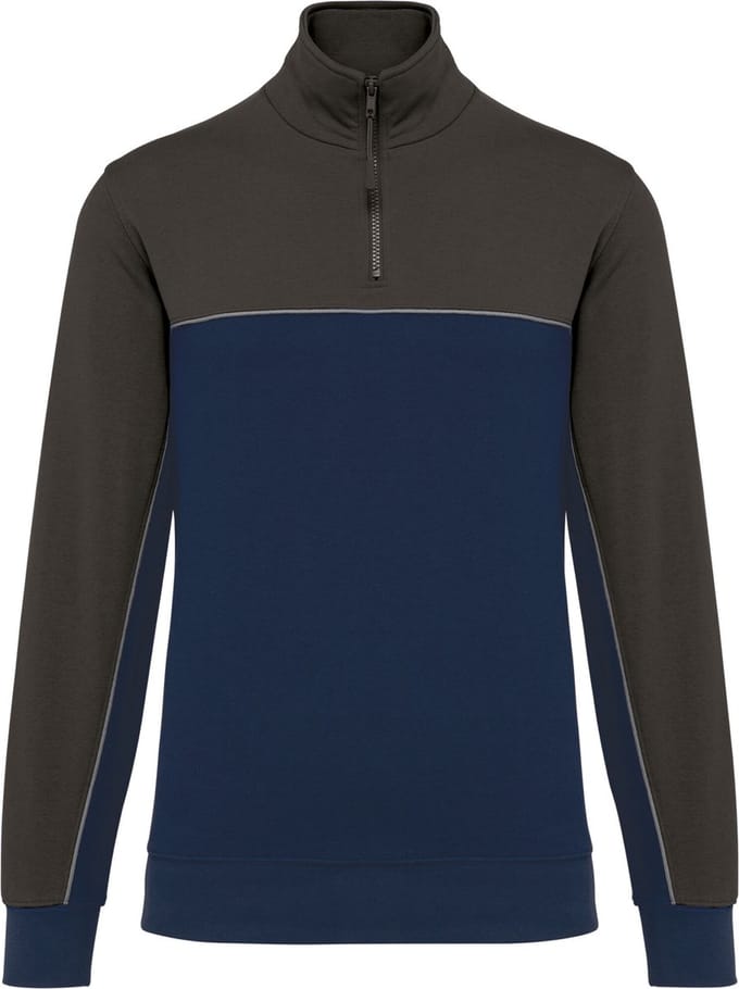 WK. Designed To Work Ecologische uniseks sweater met ritskraag WK404 - Navy / Dark Grey - S
