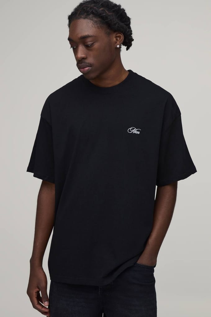 Oversized T-shirt Met Bloemenprint Op De Rug | Black | Size Large