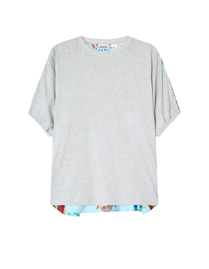 Essentiel Antwerp T-shirt With Silk Scarf Back T-shirts Grijs Kos