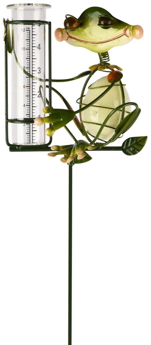 Dekoratief | Tuinprikker kikker m/hydrometer, groen, metaal/glas, 12x114cm | A260481