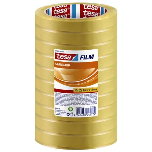 Plakband tesafilm® standaard 66mx15mm transparant 10 rollen