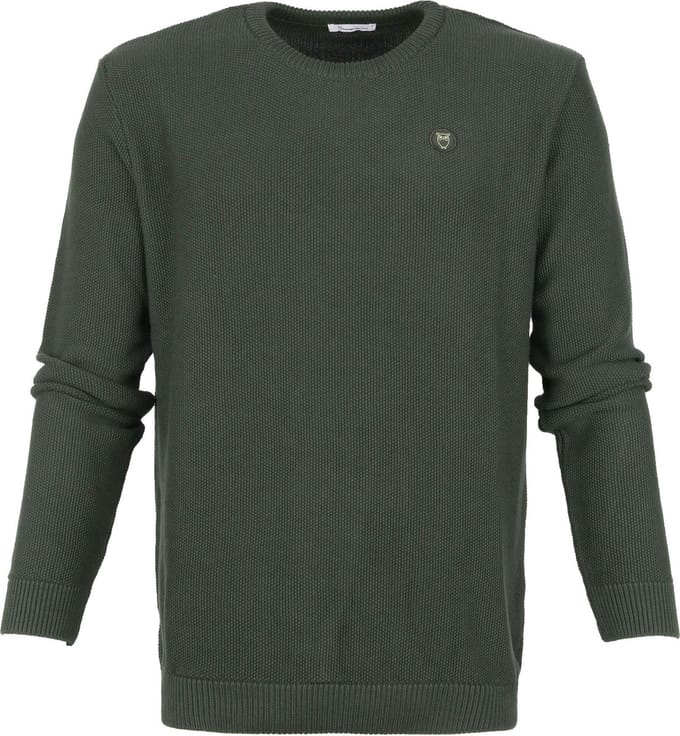 KnowledgeCotton Apparel Trui Field Donkergroen - Maat XL - Heren