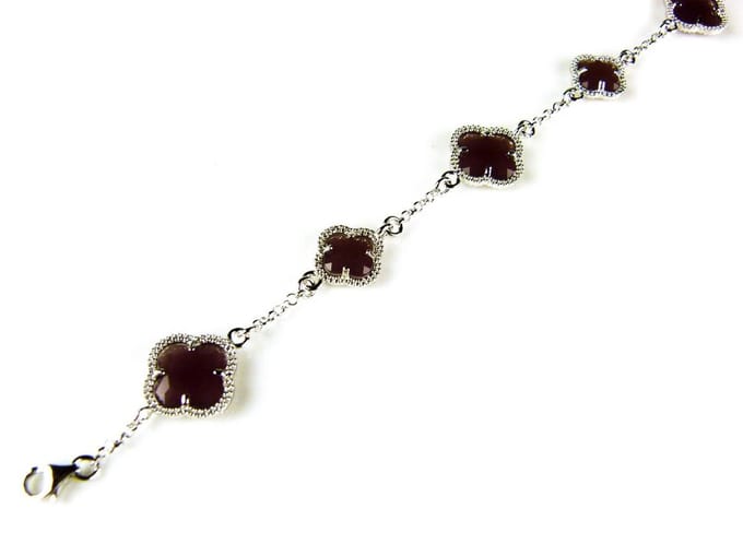 model 5 fiori armband in zilver bordeaux