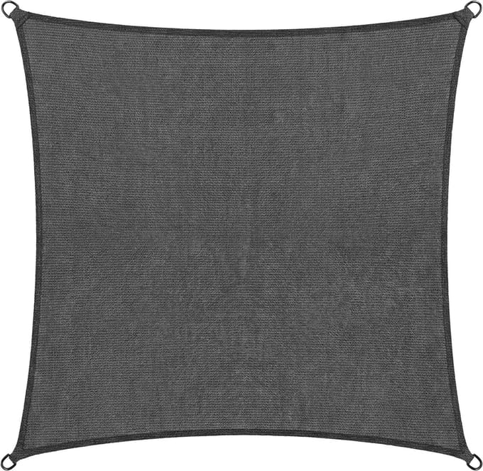Abbey Camp Schaduwdoek - HDPE - 4 x 4 m - Grijs - Zonnedoek - RVS Ringen - DARWIN-400