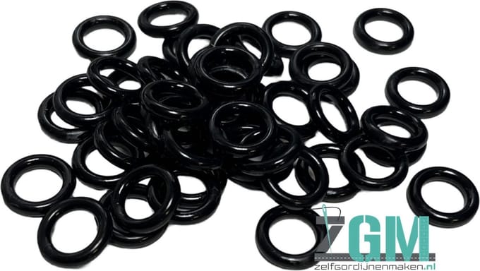 Zwarte kunststof ringetjes 6 x 10 mm Ø - 100 stuks
