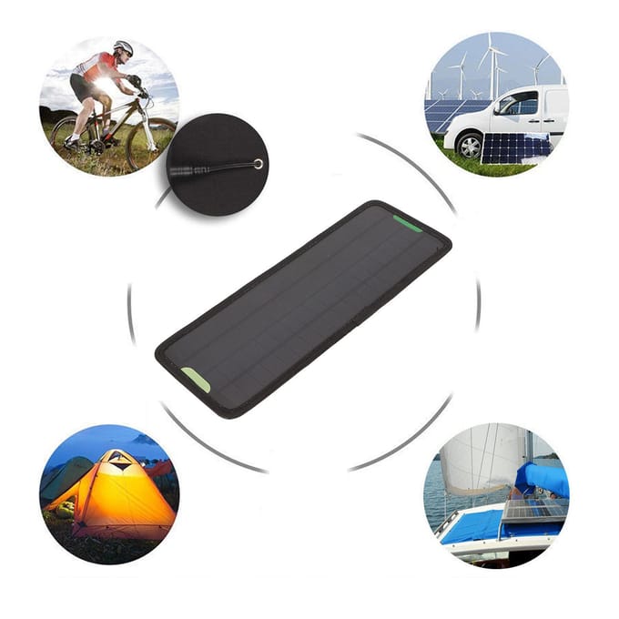 Auto Boot Zonnepaneel Acculader Onderhouder Auto Motorfiets Sleepboot Boot Camper 12V5W zwart