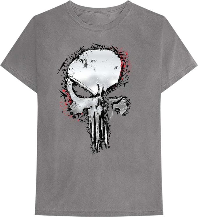 Marvel The Punisher - Metallic Skull Heren T-shirt - S - Grijs