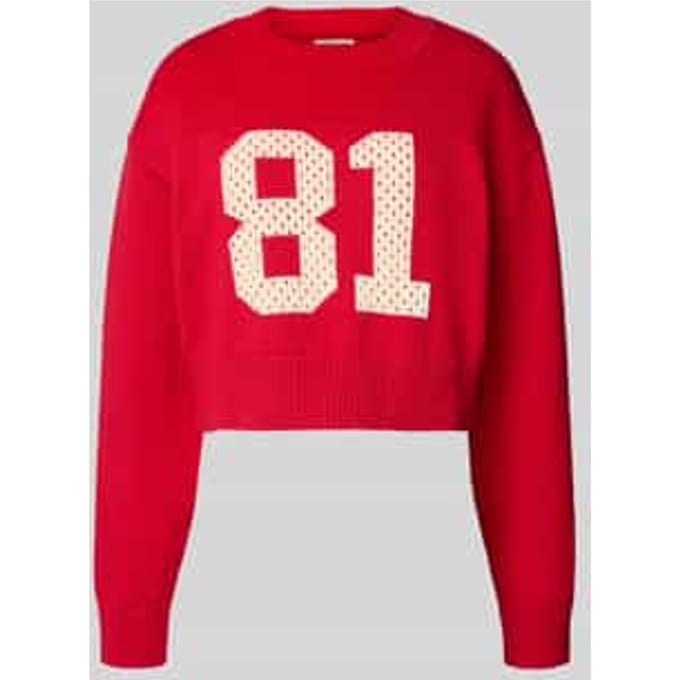 Korte gebreide pullover met ronde hals