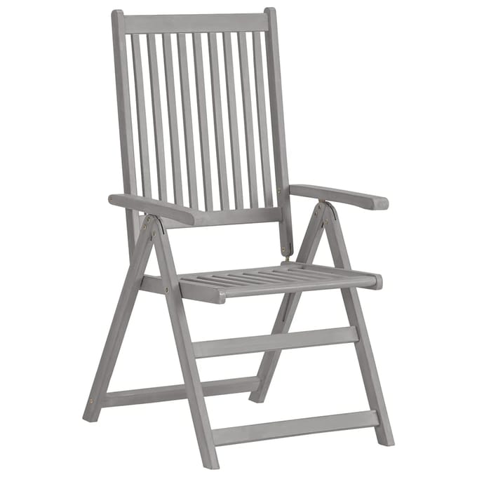vidaXL - Tuinstoelen - verstelbaar - 3 - st - massief - acaciahout - grijs