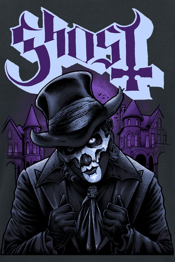 Ghost T-shirt - Top Hat V - L tot 3XL - voor Mannen - zwart