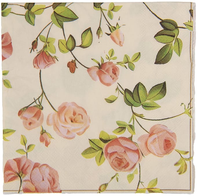 Clayre & Eef Servetten Papier Set van 20 33x33 cm Beige Papier