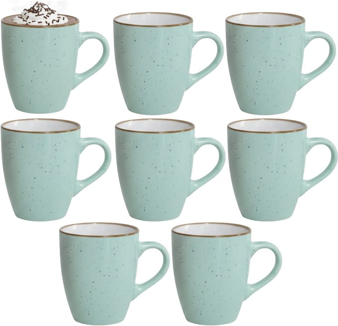 Gerimport Koffie / thee mok Sweets - 8x stuks - groen - 350 ml - keramiek