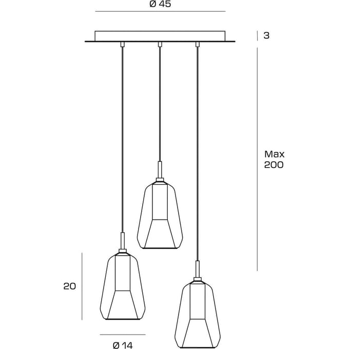 miloox by Sforzin Hanglamp X-Ray brons/goudkleurig 3-lamps rond glas