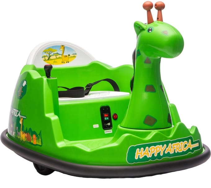 Danky Botsauto - Elektrische Botsauto 6V - Groen - Giraffe Design - 360° Rotatie - Bluetooth & LED - 2-5j - Max 30kg