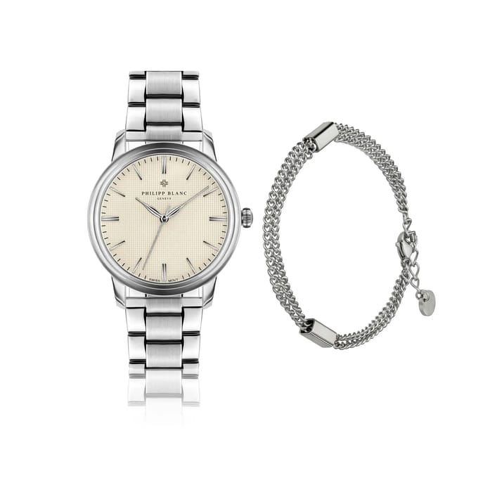 Horloge met padded en gestikte band Philipp Blanc Zurich