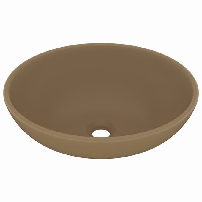 vidaXL - Wastafel - ovaal - 40x33 - cm - keramiek - matcrème