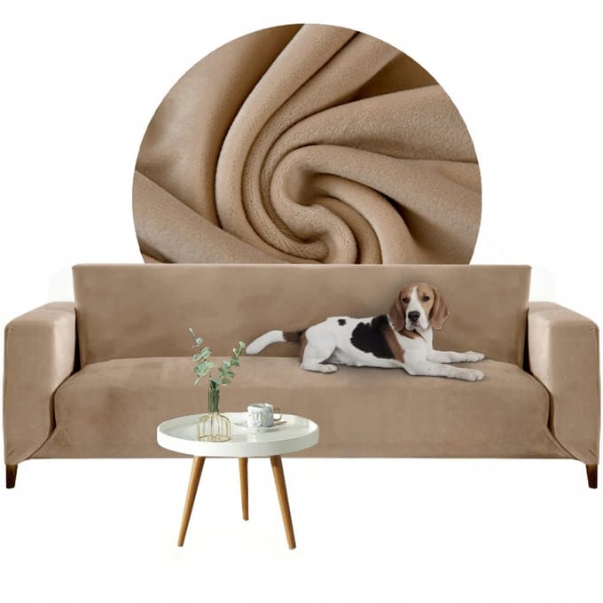 Welur Sofahoes Cappuccino 2-persoons 145-185cm