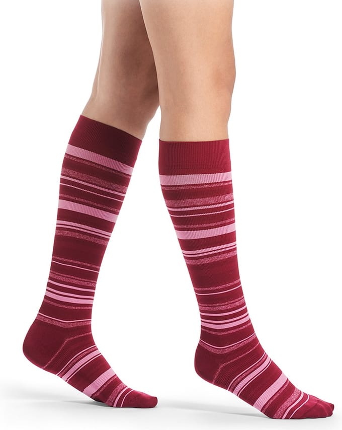 Sigvaris Microfiber Shades Steunkousen Dames Gestreept Roze-Maat: 38 - 40