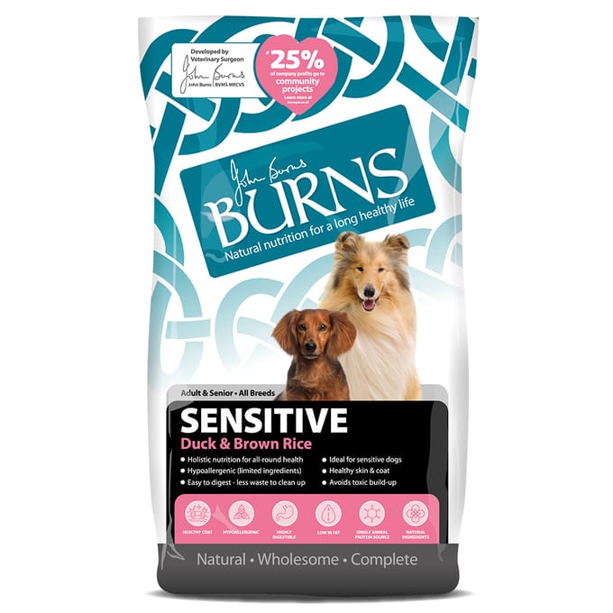 2x12kg Adult Sensitive+ Eend & Bruine Rijst Burns Hondenvoer