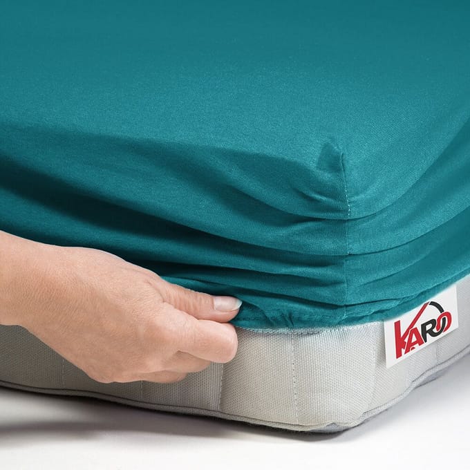 Jersey hoeslaken met elastiek 200x220 cm zeegroen KARO