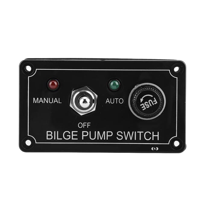 Panneau d'interrupteurs pour pompe de cale à indicateur LED 12V CC Manuel Arrêt Automatique pour Bateau Marin gray
