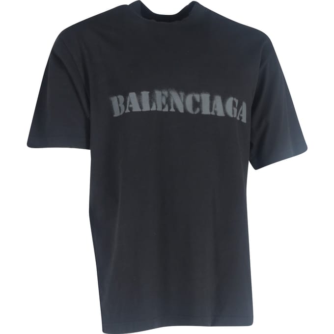 Balenciaga Logo Print Stencil Type T-Shirt in Zwart Katoen