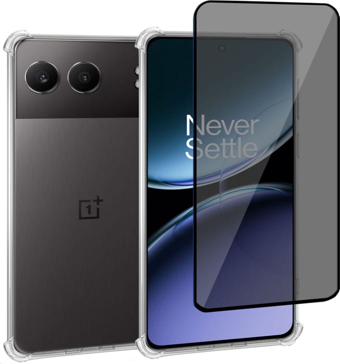 Geschikt voor OnePlus Nord 4 - Hoesje + Privacy Screenprotector – Privé - Gehard Glas Cover