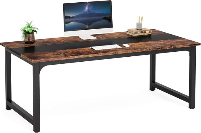 Tribesigns Bureau - Computerbureau - 160 x 80 x 75cm - Computer Tafel - Bureautafel Vintage - Bruin/Zwart