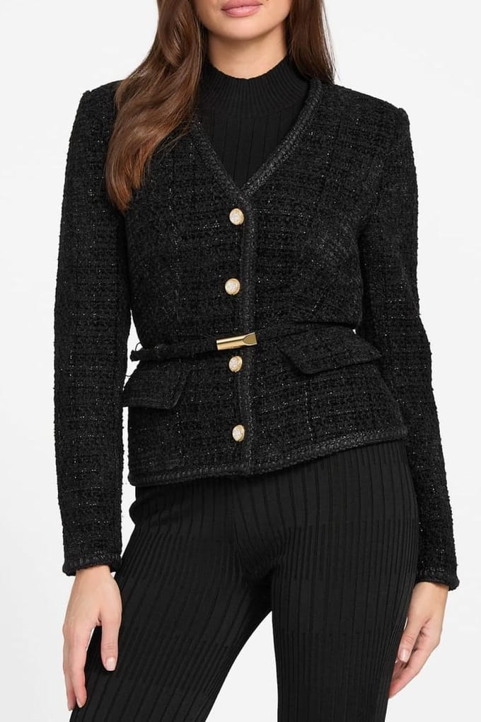 GUESS Sue Belted Blazer Jet Black A996 Größe: 38 | Blazer Outlet | Damen | Schwarz