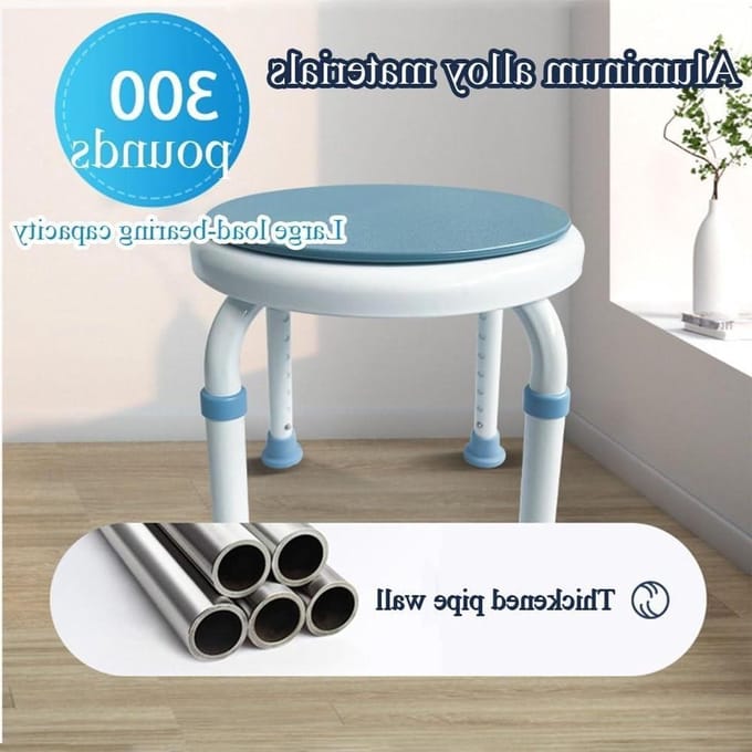 Douchekruk - Badstoel - Veilig Douchen - Draaibare Zitting - 35-50 cm - Wit Blauw