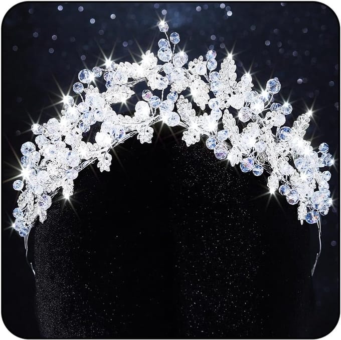 Bruidshaaraccessoire Zilveren Strass Diadeem Kostuum Hoofddeksel Blad
